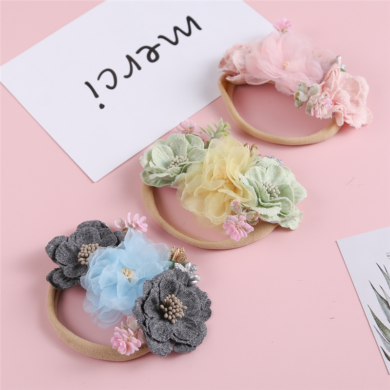 Mesh Fabric Stitching Combination Flower Children's Hair Band Hair Accessories display picture 1