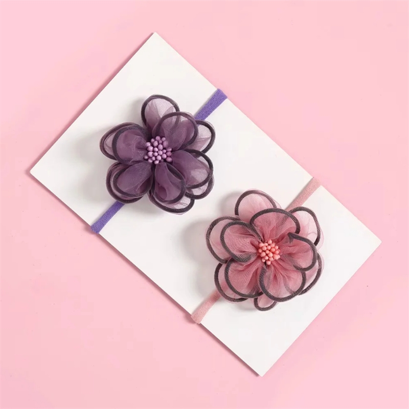 Cute Silk Flower Plum Blossom Baby Hair Ring 2-piece Set display picture 1
