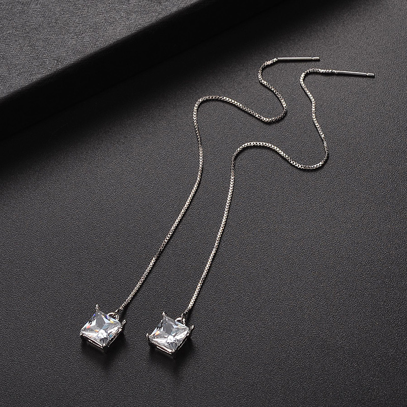 Fashion Simple Tassel Crystal Zircon Inlaid Stud Earrings Ornament display picture 2