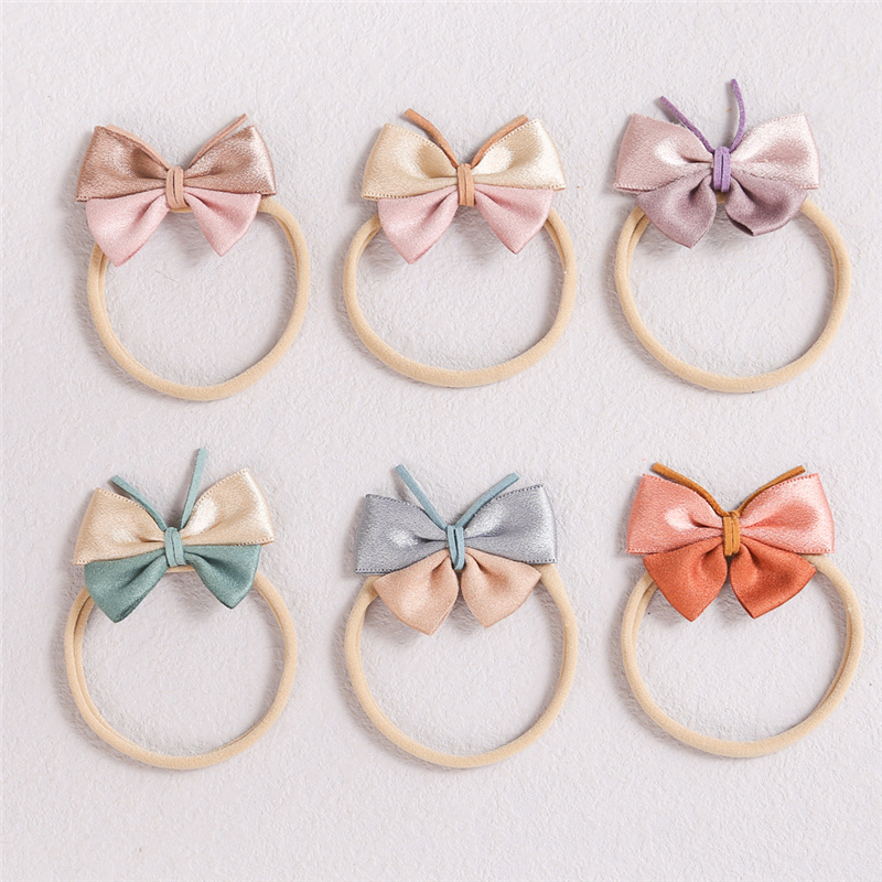 Cute Baby Nylon Stretch Two-color Bow Hair Band 6-piece Set display picture 1