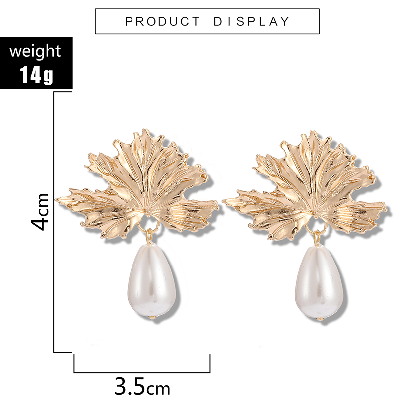 New Style Water Drop Pearl Pendant Irregular Geometric Leaf Earrings display picture 1