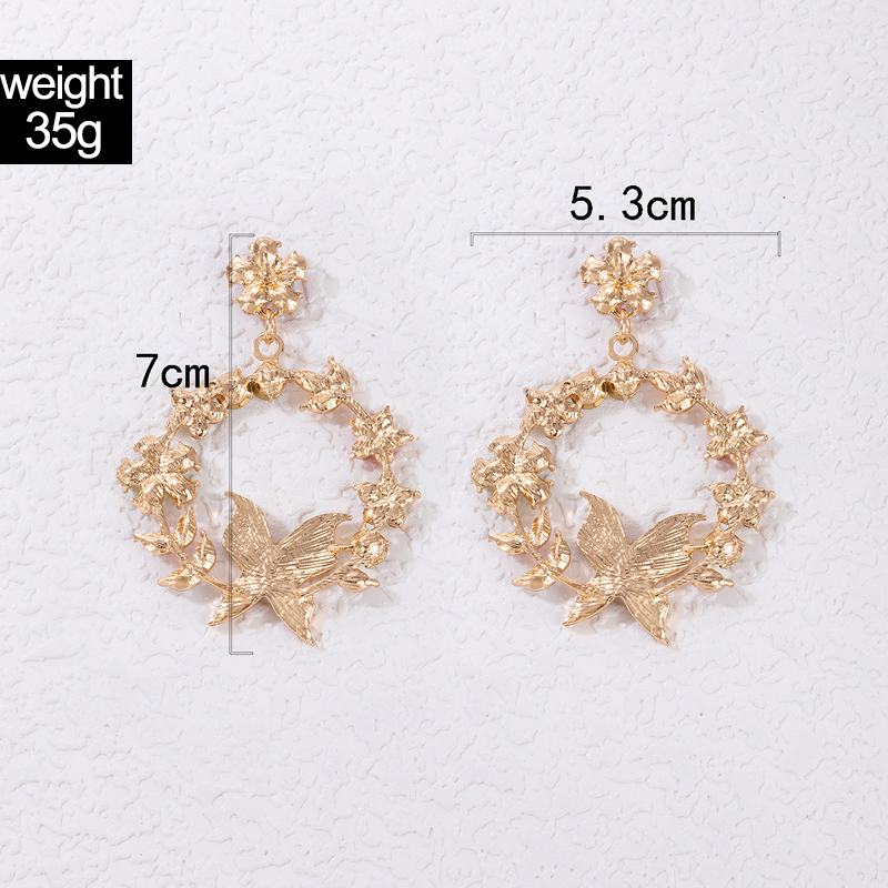 Nouveau Style Géométrique Guirlande Colorée Fleur Papillon Strass Boucles D'oreilles display picture 1