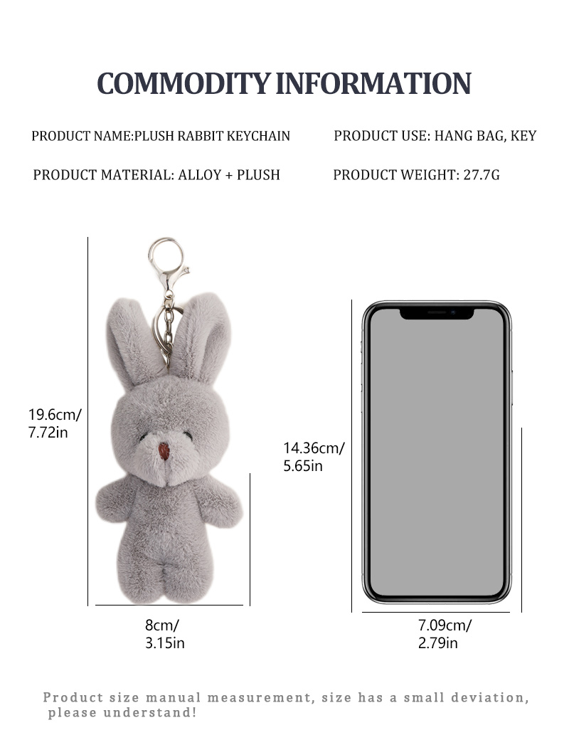 Spot Plush Rabbit Toy Doll Keychain Birthday Rabbit Key Pendants Cute Schoolbag Bag Charm display picture 2