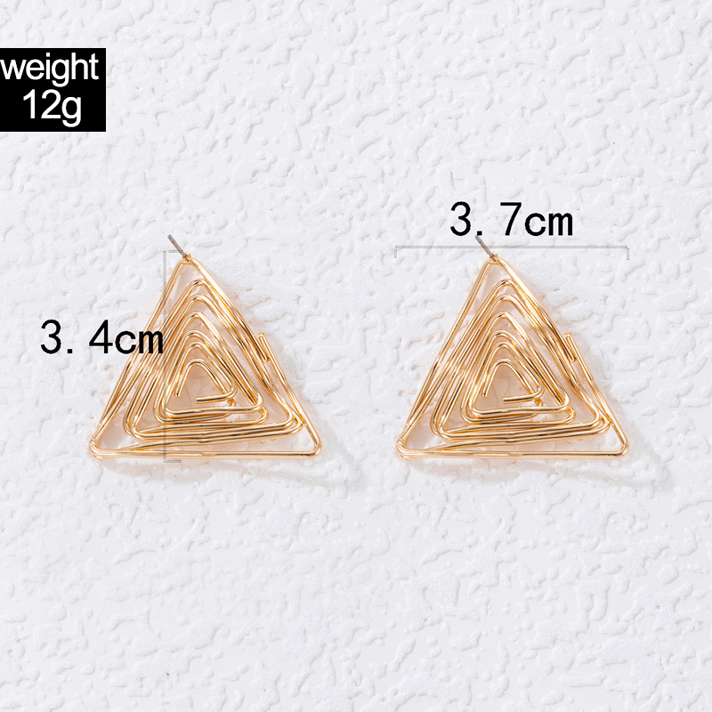 Simple Geometric Triangle Spiral Hollow Heart Shape Alloy Stud Earrings display picture 1