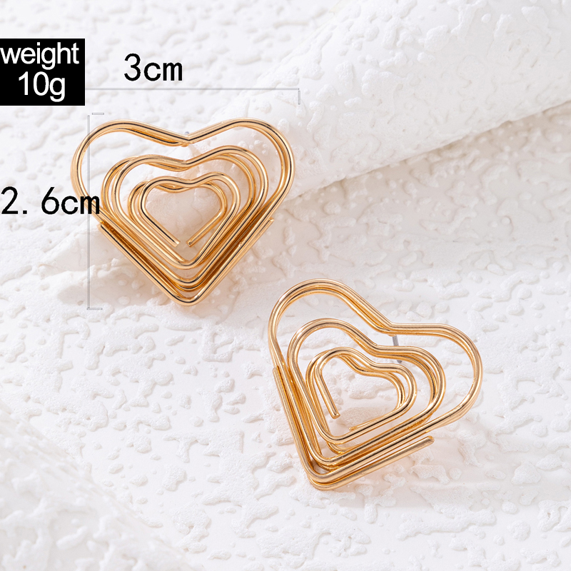 Simple Geometric Triangle Spiral Hollow Heart Shape Alloy Stud Earrings display picture 4