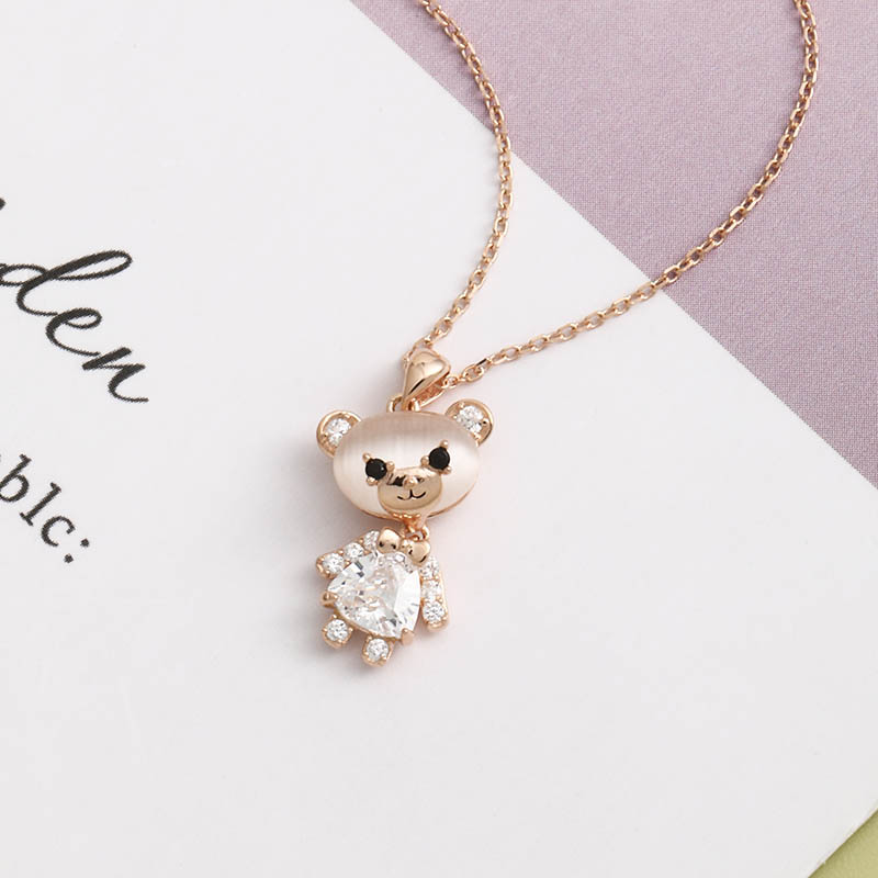 Fashion Cute Bear Shaped Pendant S925 Silver Necklace display picture 1
