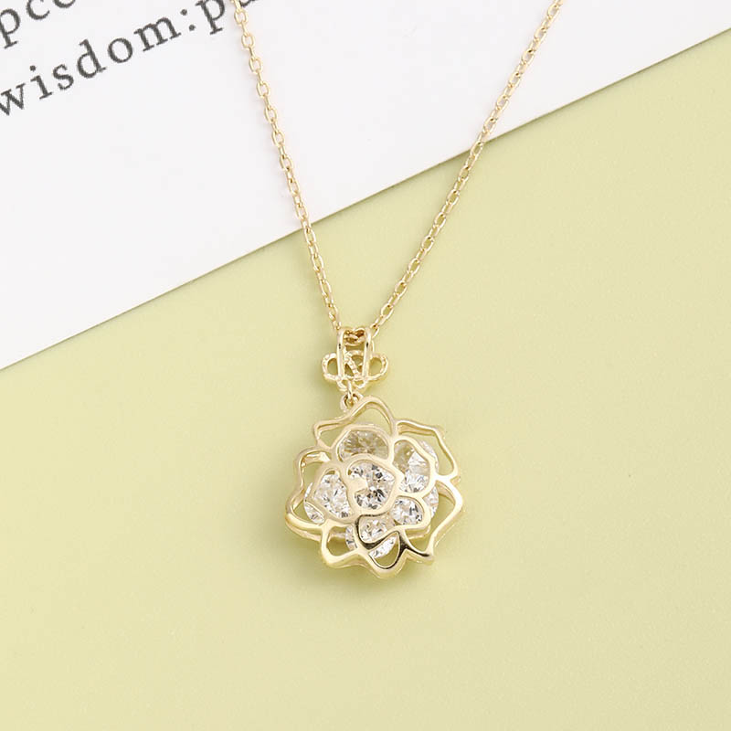 Fashion Geometric Gold Silver Flower Pendant S925 Silver Necklace display picture 2