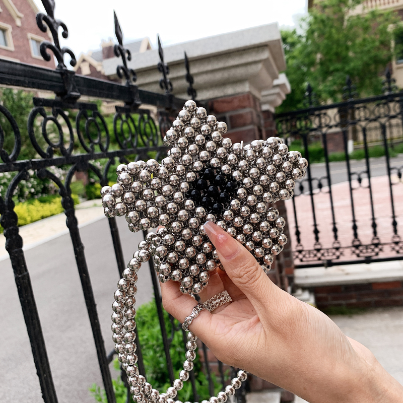 Fashion Beaded Handmade Star Crossbody Small Flower Contrast Color Chain Bag display picture 1