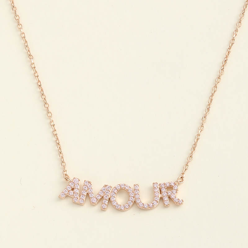 Fashion Letters  Rhinestone Pendant Inlay  Rhinestone S925 Silver Necklace display picture 1