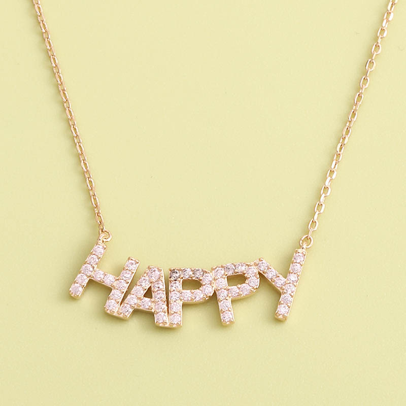Fashion Letters  Rhinestone Pendant Inlay  Rhinestone S925 Silver Necklace display picture 3