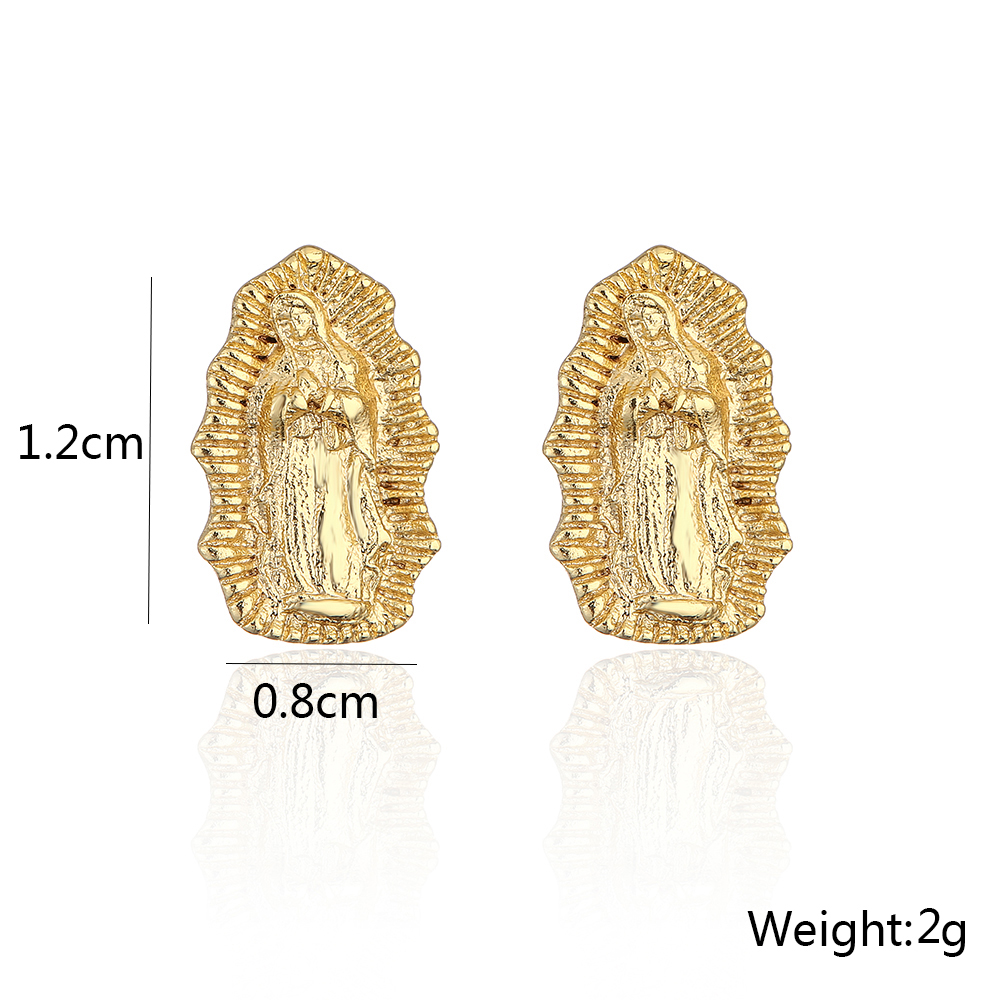 Fashion Plated Real Gold Micro Inlaid Zircon Virgin Geometric Copper Ear Stud Earrings display picture 3