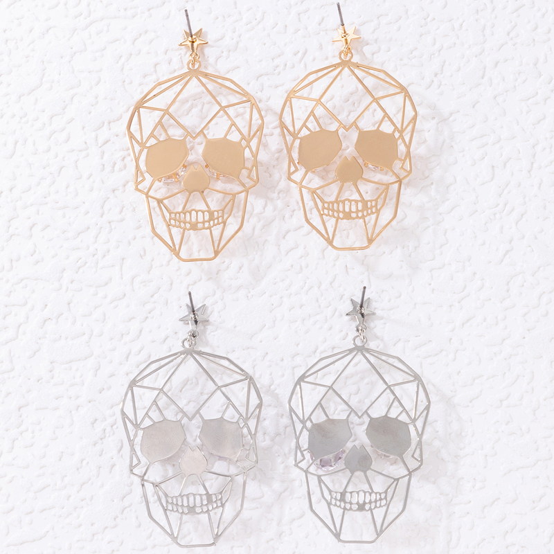 Punk Style Alloy Halloween Ghost Skull Inlaid Diamond Creative Earrings display picture 4
