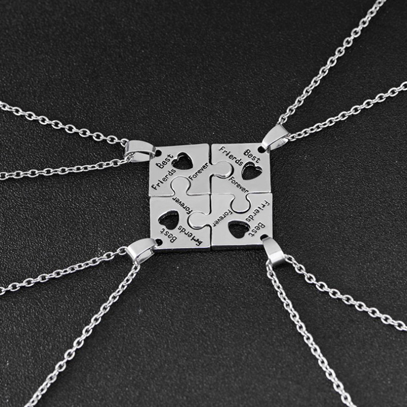 Fashion Ornament Square Combination  Best Friends Forever Necklace 4 Piece Set display picture 1