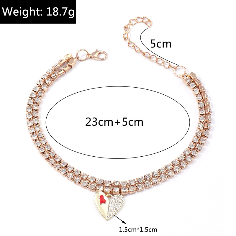 Fashion New Style Heart Stitching Inlaid Rhinestone Claw Chain Anklet display picture 1