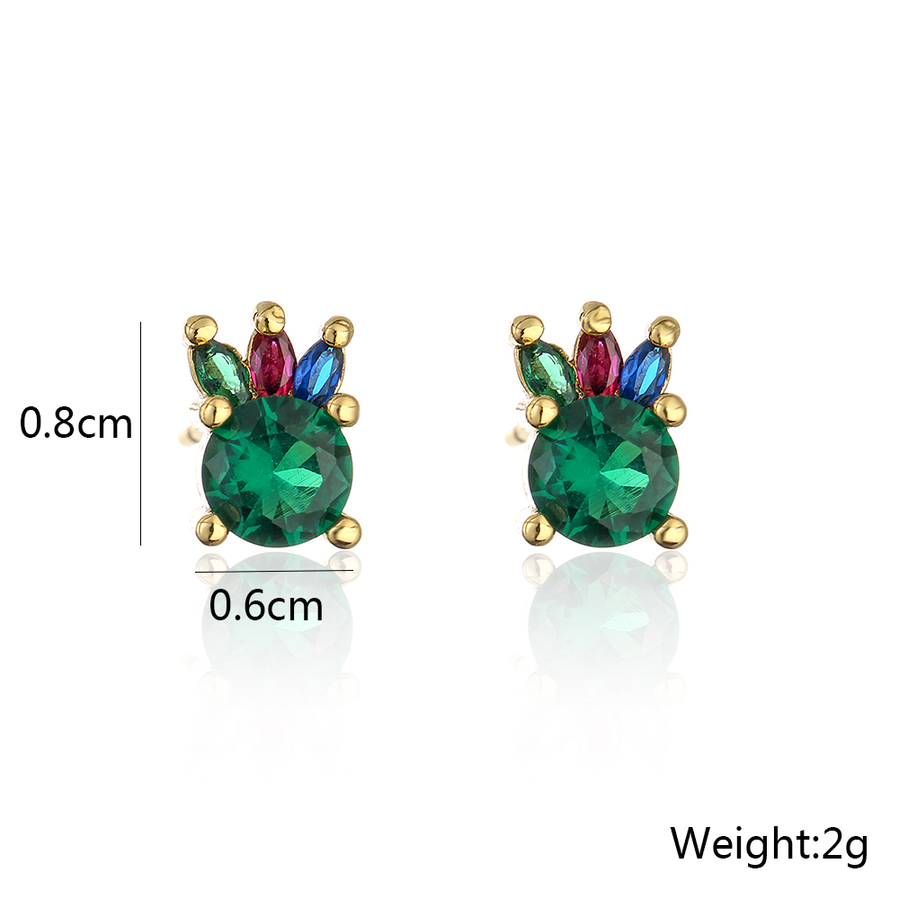 Fashion Plated 18k Gold Micro Inlaid Zircon Irregular Geometric Copper Ear Studs Earrings display picture 1