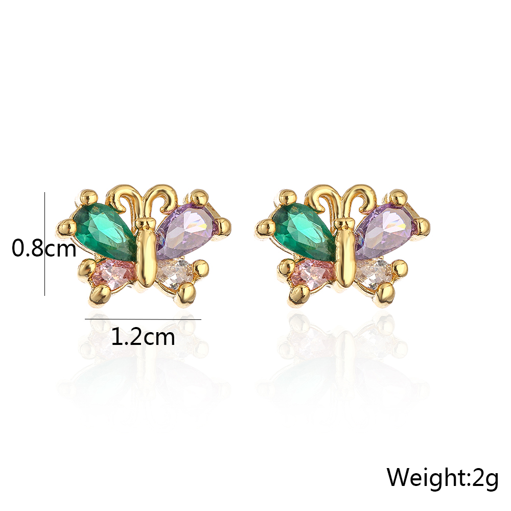 Fashion Plated 18k Gold Micro Inlaid Zircon Irregular Geometric Copper Ear Studs Earrings display picture 3