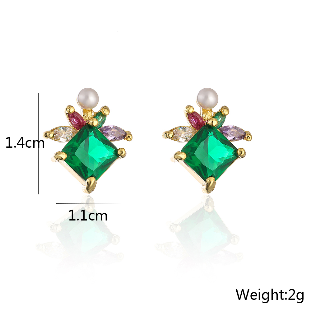 Fashion Plated 18k Gold Micro Inlaid Zircon Irregular Geometric Copper Ear Studs Earrings display picture 4