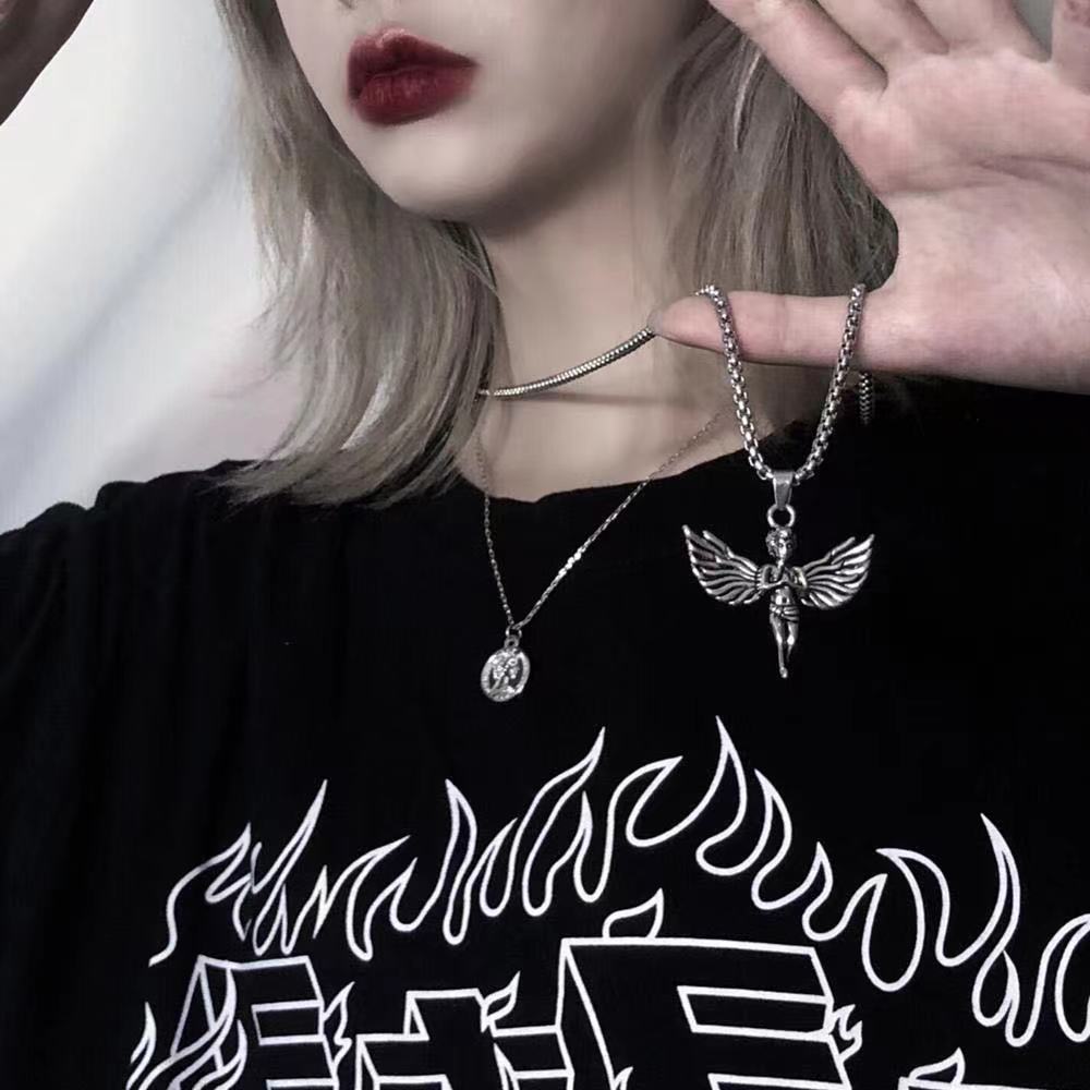 Hip Hop Street Style Cupidon Ailes Ange Pendentif Alliage Collier display picture 4
