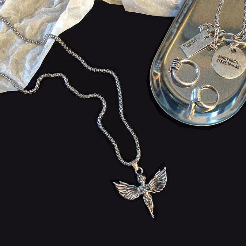 Hip Hop Street Style Cupid Wings Angel Pendant Alloy Necklace display picture 6