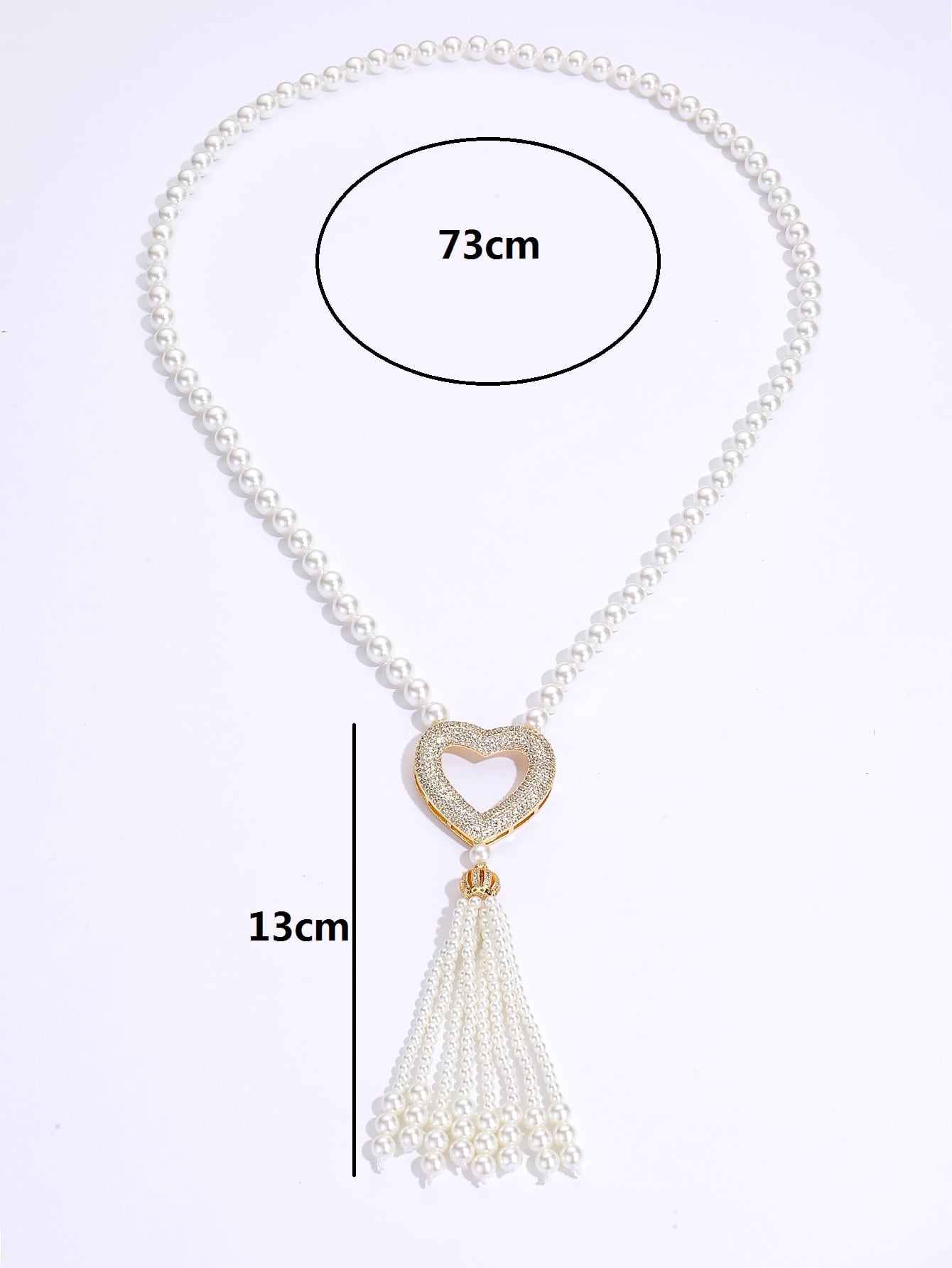 Fashion Simple Copper Plating 18k Gold Inlaid Zircon Pearl Heart Long Tassel Necklace display picture 4