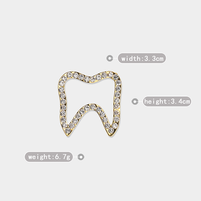 2022 New Fashion Creative Hollow Tooth Shape Rhinestone Inlaid Alloy Brooch display picture 6