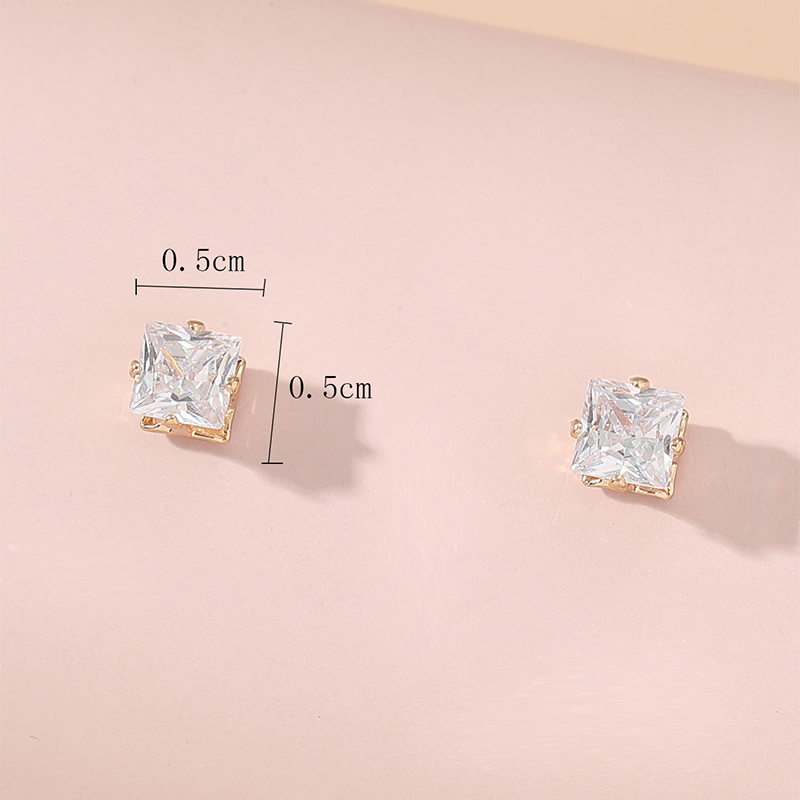 Fashion Elegant Square Crystal Inlaid Alloy Stud Earrings Ornament display picture 1
