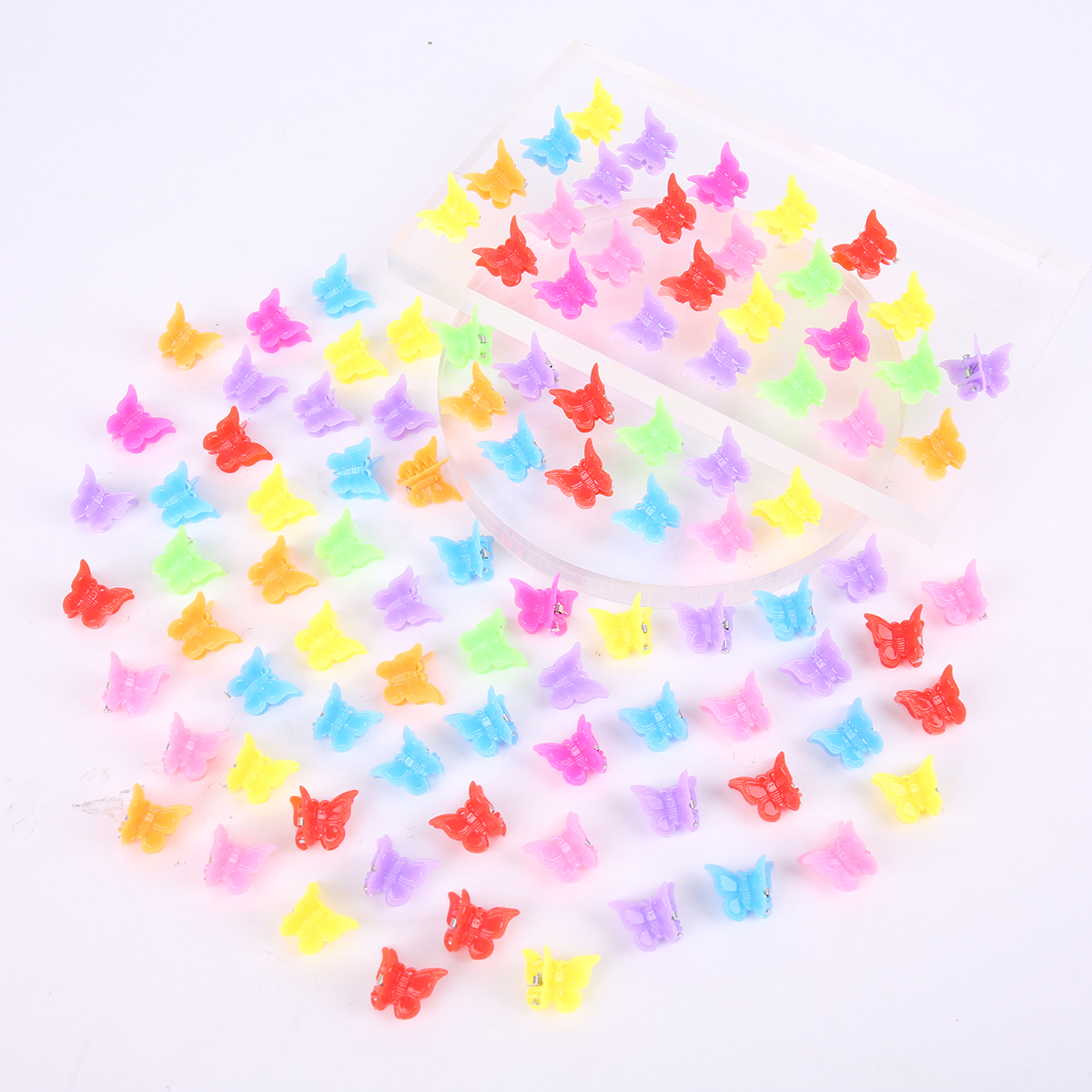 Conjunto De 100 Piezas De Clip Mini Garra Para Niñas Con Lazo De Color Caramelo display picture 1