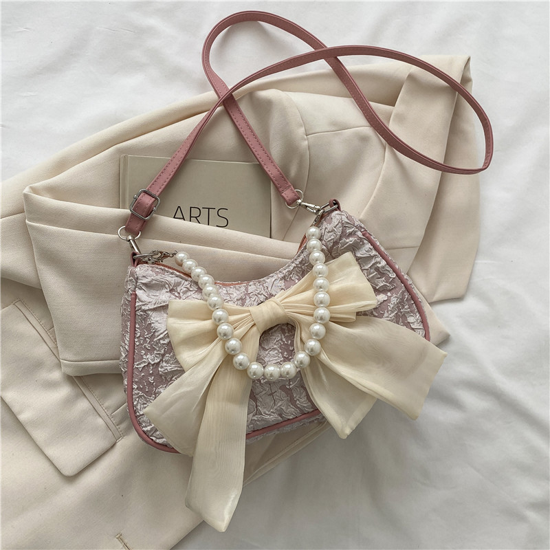 Women's PVC Bow Knot Elegant Pearls Lace Square Zipper Shoulder Bag display picture 8