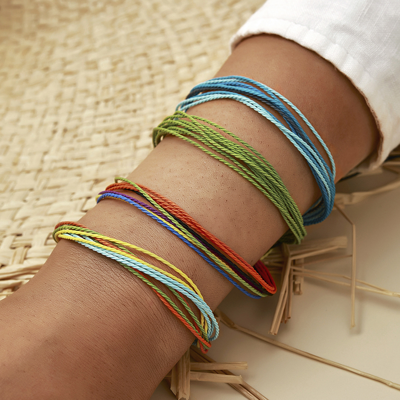 Ethnic Style Color Braid Rope Adjustable Bracelet 4 Pieces Set display picture 1
