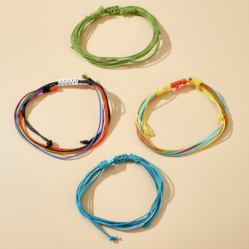 Ethnic Style Color Braid Rope Adjustable Bracelet 4 Pieces Set display picture 2