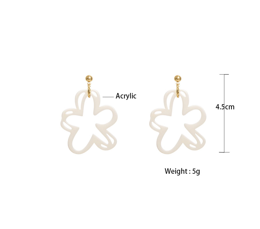 2022 New Fashion Cute Hollow Out White Flower Female Stud Earring display picture 1