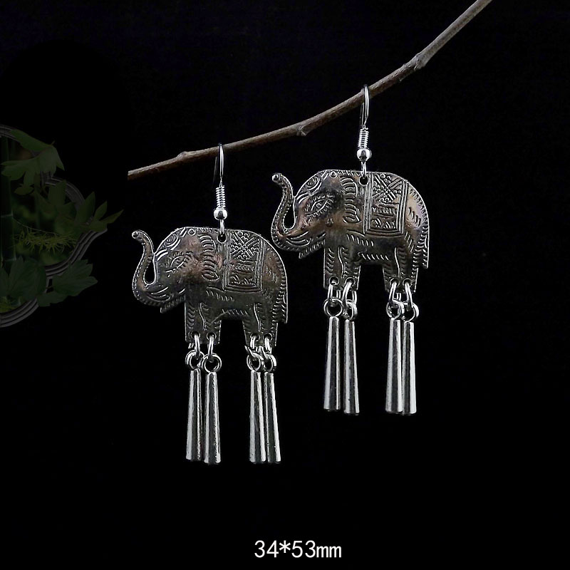 Tibet Nepal Minority Ornament Exotic Vintage Silver Plated Eardrops display picture 5