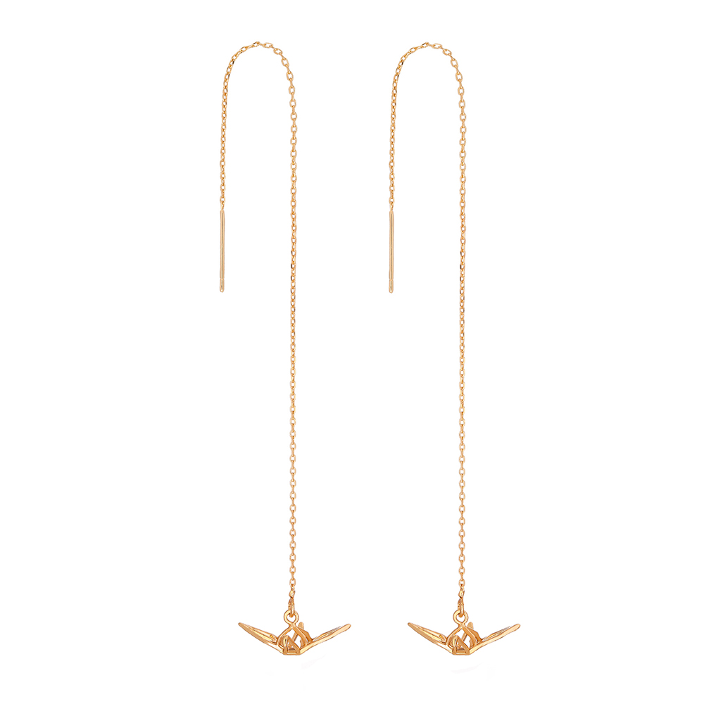 Fashion Simple Long Hollow Crane Drop Copper Earrings display picture 5