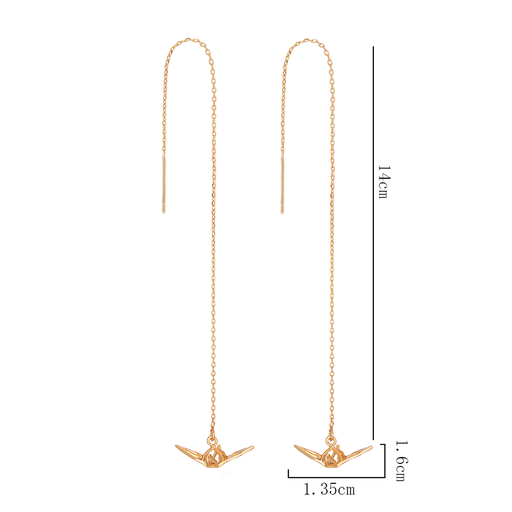 Fashion Simple Long Hollow Crane Drop Copper Earrings display picture 7