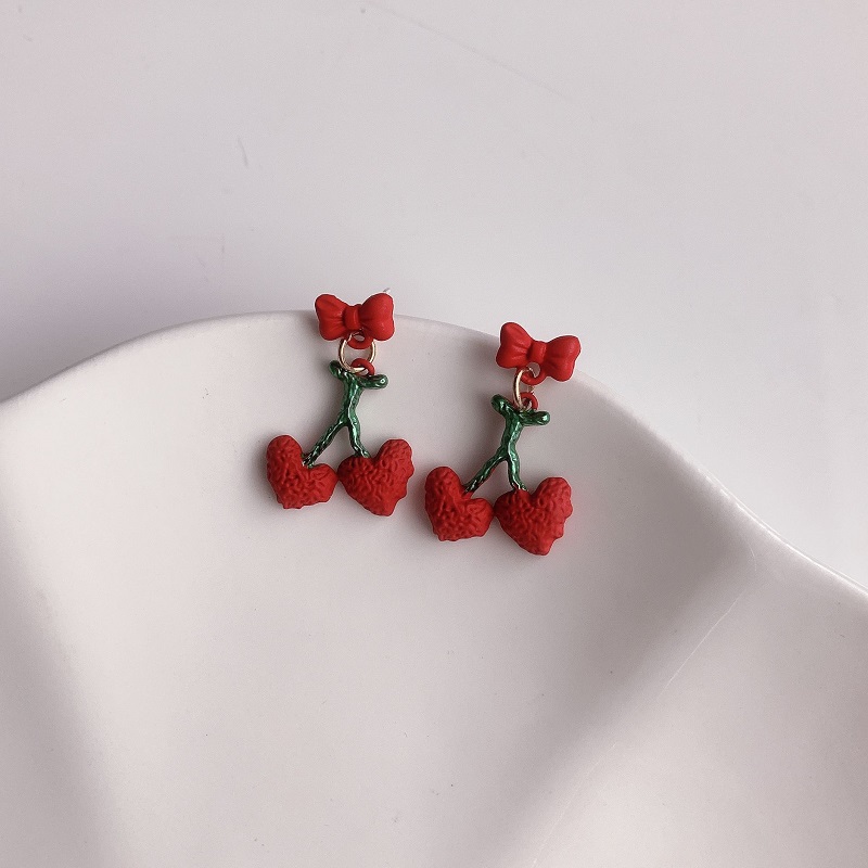 Mode Niedlichen Candy Farbe Bogen Kirsche-förmigen Anhänger Frauen Ohrringe display picture 8