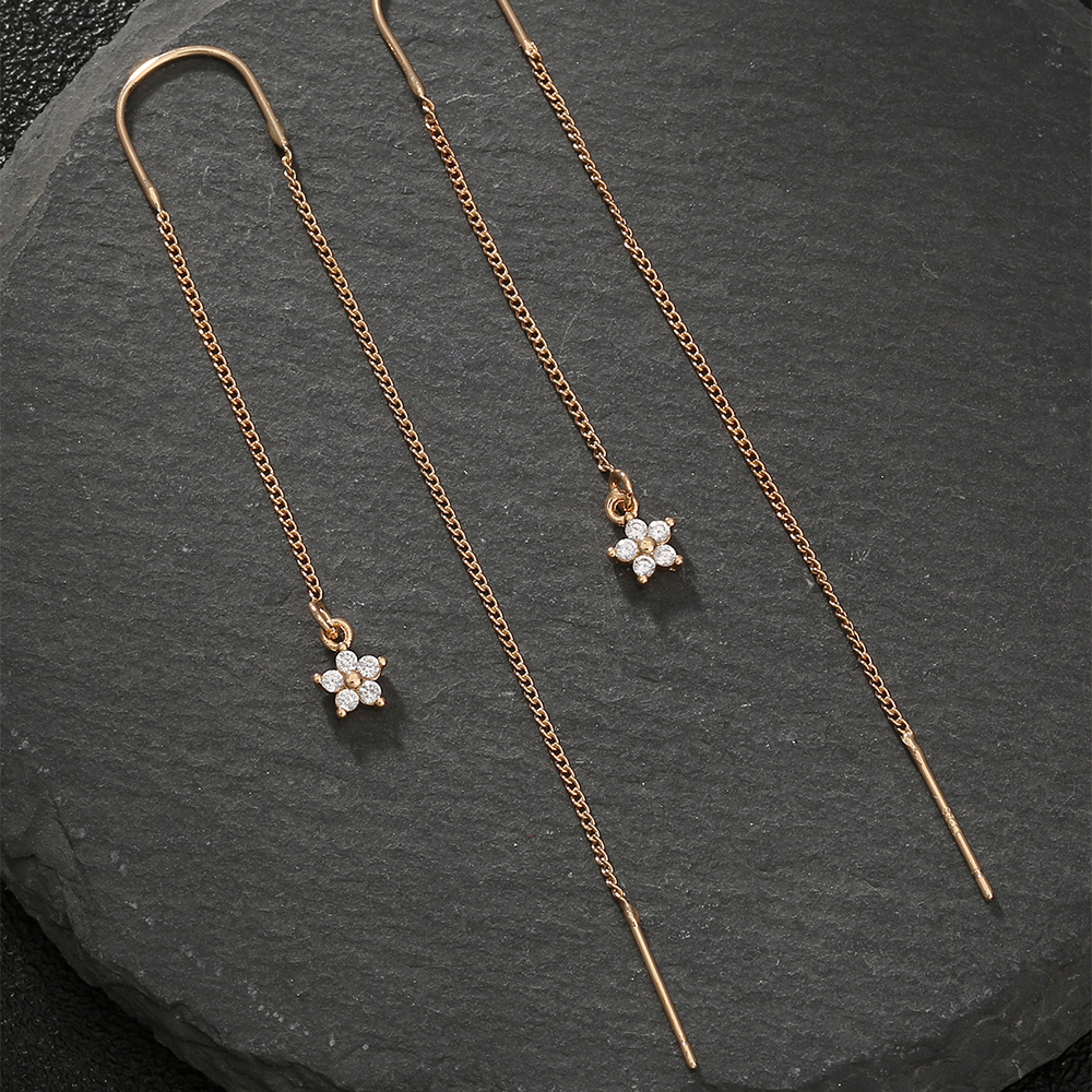 2022 New Fashion Long Inlaid Zircon Star Ear String Copper Earring display picture 3