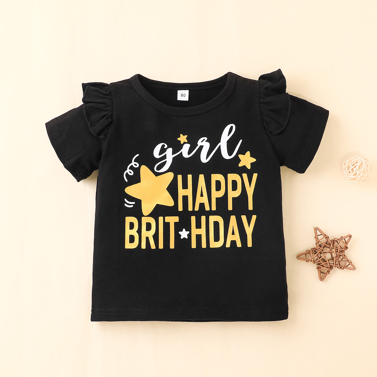 Cute Birthday Letter Crew Neck Short-sleeved T-shirt Tulle Skirt Two Piece Set display picture 3