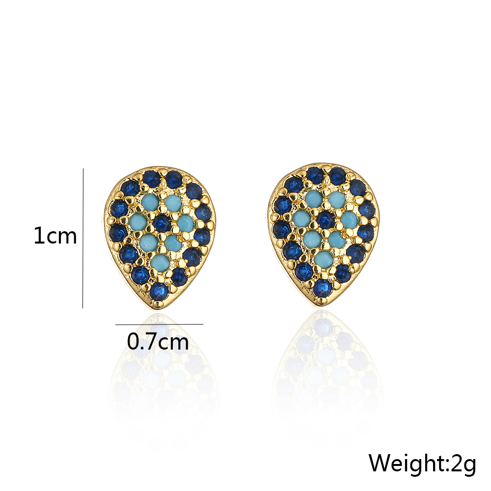 Fashion New Devil's Eye Geometric Ear Studs Copper Micro Inlay Zircon Earrings display picture 1