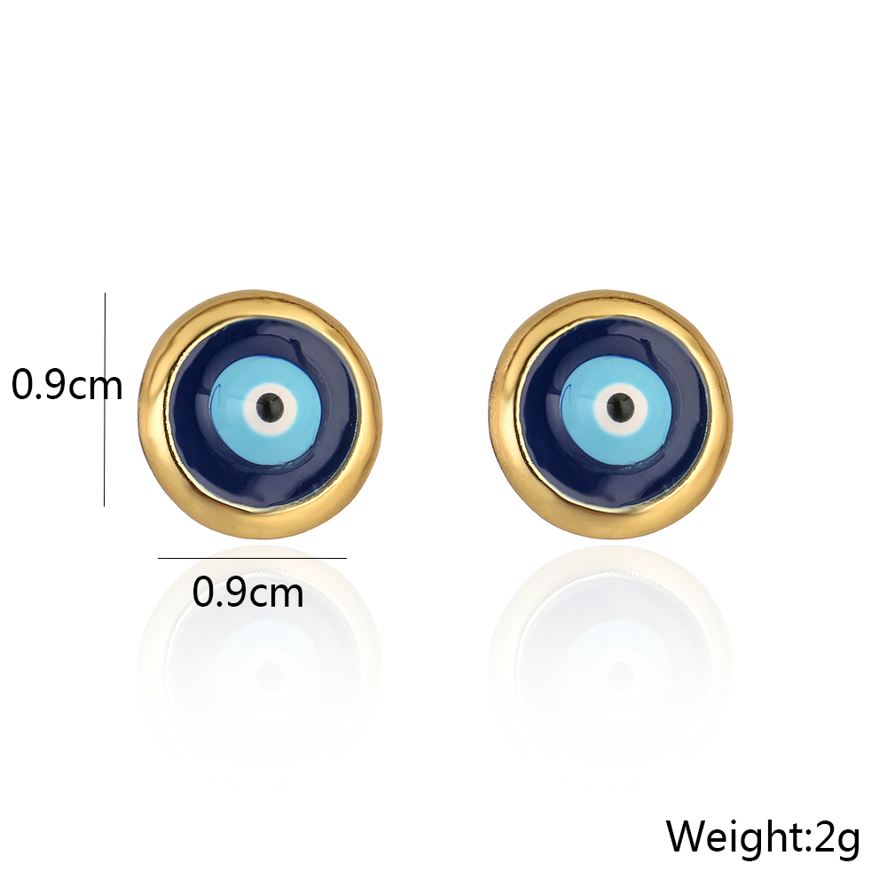 Fashion New Devil's Eye Geometric Ear Studs Copper Micro Inlay Zircon Earrings display picture 2