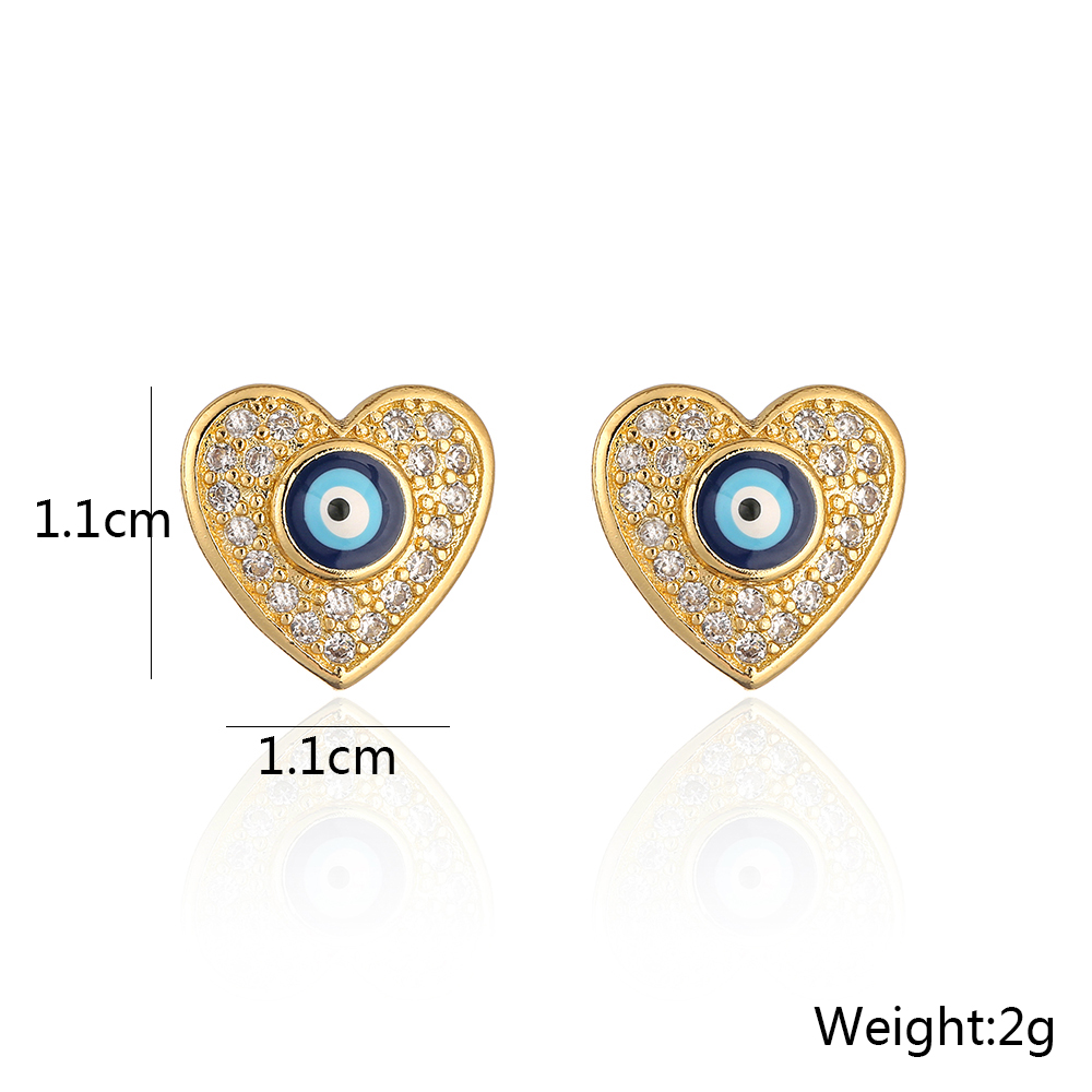 Fashion New Devil's Eye Geometric Ear Studs Copper Micro Inlay Zircon Earrings display picture 3