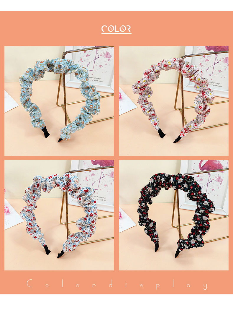 New Floral Fine Pleated Girl Fabric Fashion Headband Hair Accessories display picture 1