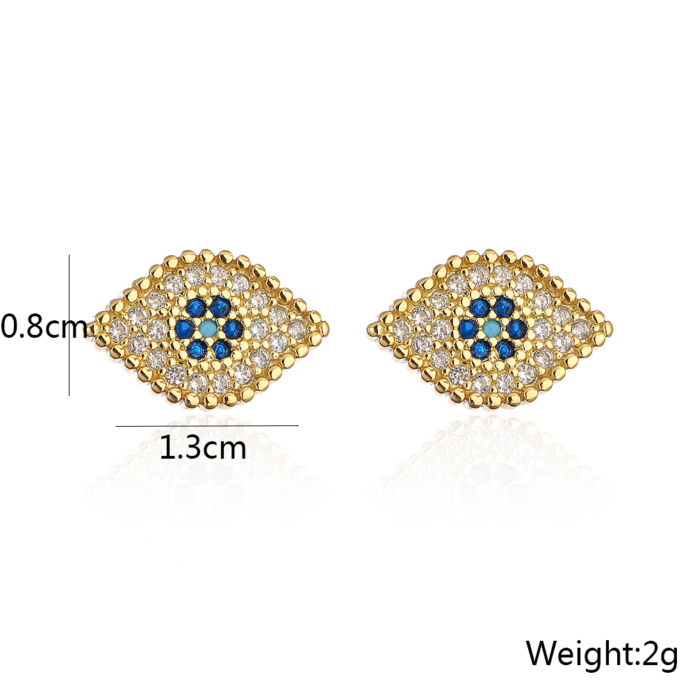 New Style Copper Gold Plated Micro Inlaid Zircon Eyes Butterfly Palm Stud Earrings display picture 1