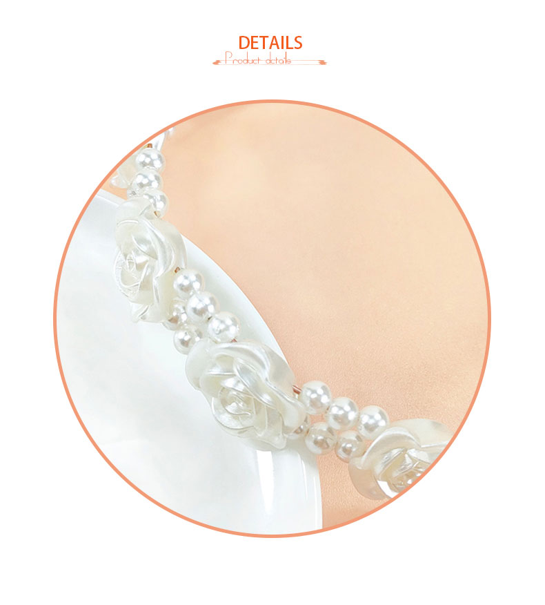 Simple Retro Style Pearl Beaded Rose Double Row Headband display picture 3
