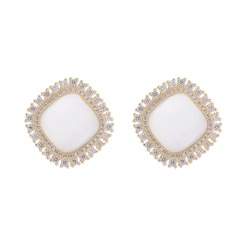 Fashion Simple Geometric Shape Inlaid Zircon Alloy Ear Studs Earrings display picture 4