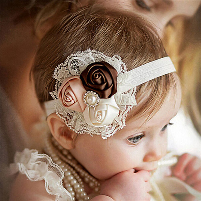 Fashion Cute Flower Rose Bud Silk Baby Hair Band Hair Accessories display picture 1