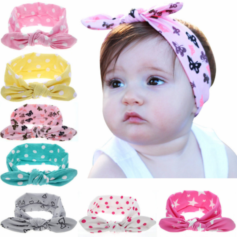 Girls' Cute Fabric Star Dot Print Rabbit Ears Headband Hair Accessories display picture 1