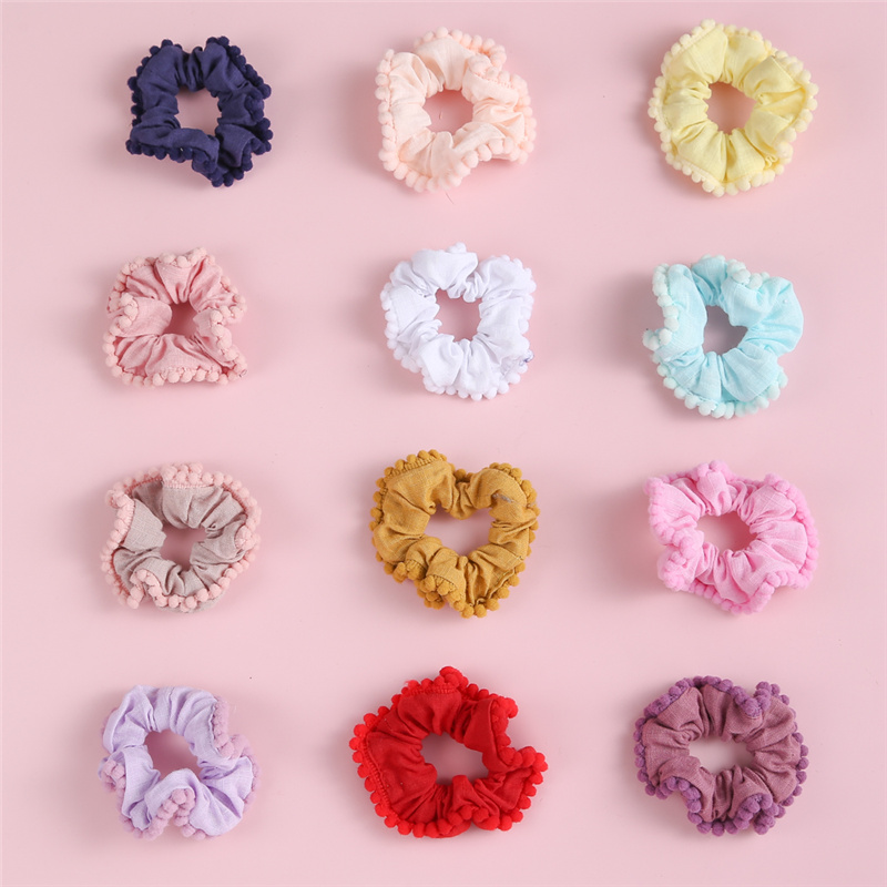 Handmade Cute Fabric Hairy Solid Color Children's Hair Ring Hair Accessories display picture 1