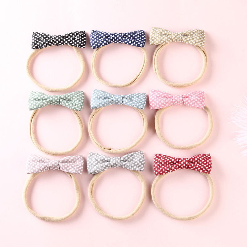 Five-pointed Star Print Cotton Linen Fabric Bow Hair Rope Hair Accessories display picture 1