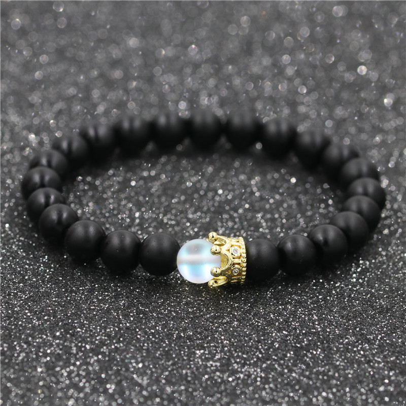 1 Piece Fashion Crown Moonstone Beaded Unisex Bracelets display picture 2