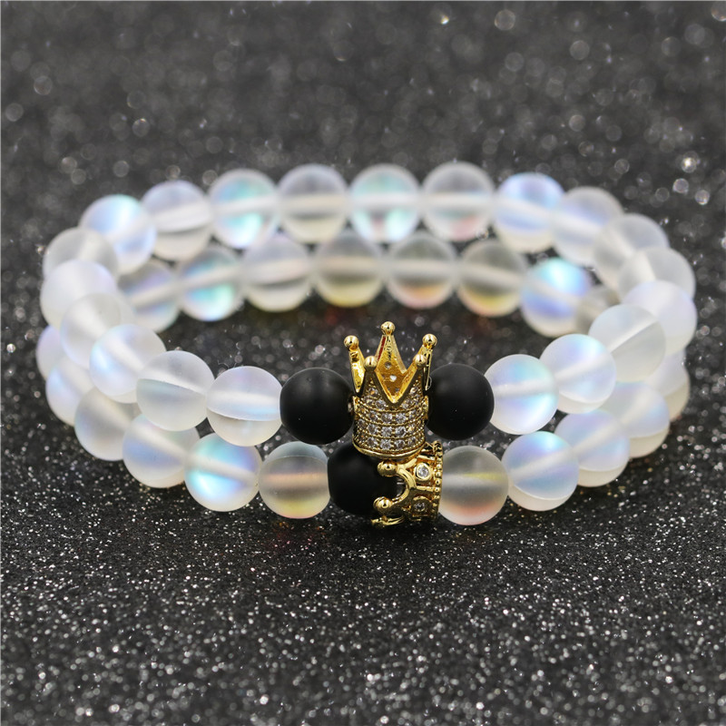 1 Piece Fashion Crown Moonstone Beaded Unisex Bracelets display picture 4